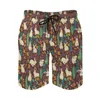 Shorts masculinos feliz páscoa verão floral com coelhos brancos surf calças curtas homens secagem rápida casual plus size praia troncos