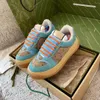 Screener-sneakers voor dames met metalen kristallen Dubbel canvas Sportschoenen voor heren Topkwaliteit designer gestreept mode retro leer Tweekleurige sneakers met rubberen zool 15