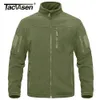 Mens Jackets TACVASEN Full Zip Up Tactical Green Fleece Jacket Thermal Warm Work Coats Pockets Safari Hiking Outwear Windbreaker 230829