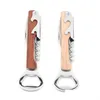 Openers 4 In 1 Wine And Beer Bottle Opener Wood Handle Hand-Held Deluxe Corkscrew Double Hinge Waiters Drop Delivery Home Garden Kitch Dhvi0