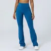 Pantalones activos para mujer, sensación desnuda, Yoga, Color sólido, pierna ancha, cintura alta, gimnasio, acampanados, pantalones de entrenamiento de baile súper elásticos, ropa