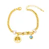 Bracelet à breloques classique en or, Micro pavé, trèfle mauvais œil, cadeau pour femmes