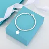 NEW 100% 925 Sterling Silver bracelet Pendant tag female men Heart Bead Chain Rose Gold Tf Gold Luxurious For Women Fashion Jewelry designer Bracelet Original Gift box