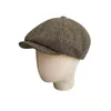 Bérets casquette en laine pour hommes, chapeaux sboy de haute qualité, marque d'hiver à chevrons, chapeau plat marron pour femmes BJM19 230829