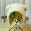 BeanieSkull Caps COKK Chapeaux d'hiver pour femmes Beanie Ours mignon tricoté Protection des oreilles Bonnet en peluche Couleur unie garder au chaud Design de mode décontracté 230830