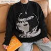 HARAJUKU Przystojny sweter pullover ponadwymiarowe japońskie anime w stylu kreskówek mężczyźni i kobiety drukują dzianinowe sweter długie rękawy Topy Q230830