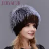 Beanie Skull Caps Female Mink Fur Hat Women Winter Sticked Cap Warm Silver Part mer 230829