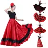 Stage Wear Adulte Femme Espagne Carnaval Fête Flamenco Jupe Rayée Grande Taille Dentelle Costumes De Danse Du Ventre Pour Femme Robe Espagnole