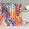 Shower Curtains Color Hand Drawn Pattern Shower Curtains Abstract Plant Leaves Bathroom Bath Curtain Waterproof Fabric Home Bathtub Decor Screen R230830