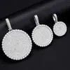 Bling Dog Tag Pendant White Gold Plated 925 Sterling Silver VVS Moissanite Diamond Iced Out Round Disc Pendant Necklace