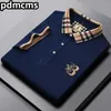 Polos masculinos pdmcms marca de luxo camisa polo masculina verão manga curta mistura de algodão lapela bordado homens t-shirt moda coreana 7 cores 230830