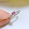 Bröllopsringar Romantic 100 925 Sterling Silver 5 5mm Hjärtformad Pink Quartz Lab Diamond For Women Gemstone Party Fine Jewelry 230830