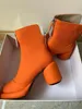 Boots 2024 Women Ankle Boots Basic Genuine Leather Zipper Round High Heels Platforms Ladies Shoes Black Beige Orange 230830