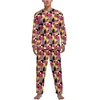 Pijamas masculinos Geo Print Pijama Primavera Arte Geométrica Abstrata Casual Homem Duas Peças Design Mangas Compridas Conjuntos de Pijama Adoráveis