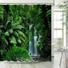 Tende da doccia Primavera Foresta Paesaggio Tenda da doccia Giungla tropicale Piante Cascata Natura Scenario Tende Giardino Bagno Decor con R230830