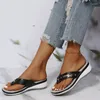 Hausschuhe 2023 Hohe Qualität Schuhe Für Frauen Metall Dekoration frauen Sommer Outdoor Damen Flip-Flops Keile Weibliche Strand Sandalen