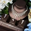 Necklace Earrings Set HIBRIDE Elegant Bridal Wedding Party And Leaf Flower Design CZ Women Boutique Zircon N-1346