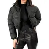 Damenjacken, flauschige warme Jacke, Winter-Rollkragenpullover, langärmeliger Mantel, Reißverschluss, Strickjacke, abgeschnitten, einfarbig, kurze Oberbekleidung