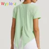 Wyplosz Gym Femmes Yoga T-shirts Fitness Vêtements de sport confortables Séchage rapide Transparent Col rond Blouse Léger