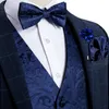 Gilets pour hommes robe formelle or bleu noir Paisley costume de mariage gilet hommes d'affaires smoking gilet noeud papillon cravate ensemble DiBanGu 230829