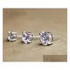 Charm Mens Womens Lovers Stud Earrings Jewelry High Quality Fashion Round 4 Prong 100% Sier Moissanite Diamond For Drop Delivery Dhc7P