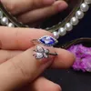 Anelli a grappolo Arrivo Anello con tanzanite alla moda naturale e argento sterling 925 per uomo o donna