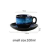 Mugs Fashionable porcelain ceramic coffee cup and dish set creative breakfast afternoon tea Japanese simple Blue 230829