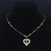 Pendant Necklaces Crystal Stainless Steel Heart Cross Chain Women Gold Color Small Necklace Jewelry Collier Femme Inoxidable XHLYB219S08