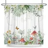 Rideaux de douche Feuilles d'eucalyptus vert rideaux de douche aquarelle florale imperméable Morden salle de bain baignoire rideau décor de chambre avec R230830