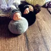 Fur Ball Keychain Doll Pom Pom Keychain Cute Fluffy Sleeping Baby Doll Keychain Pompom Car Keyring Wallet Bag Phone Pendant Bag Charm Pink Keychain Accessories