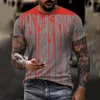 Magliette da uomo Camicia a maniche corte con stampa Halloween Red Speckler Moda casual e comoda per gli uomini