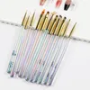 Nail Brushes BQAN 11pcs Art Acrylic Liquid Powder Carving UV Gel Painting Brush Lines Liner Drawing Pen Manicure Tool Set