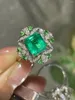 Bagues de cluster SX2023 Bague émeraude Pur 18 carats Bijoux en or Nature Vert 2.3ct Pierres précieuses Diamants Femme pour femmes Fine