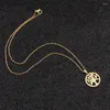 WANGAIYAO – ensemble collier et boucles d'oreilles, pendentif rond arbre de vie, tempérament, chaîne de clavicule plaquée or