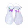 Sandalias Verano Simple Mariposa Diamante Jelly Zapatos Drag Mujer PVC Plano Ocio Al Aire Libre Playa Tanga Mujeres