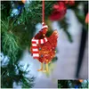 Juldekorationer halsduk kyckling semester dekoration utomhus trätrekor hängande hänge dekor diy drop leverans hem trädgård fest dhabf