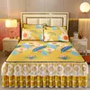 Bed Rok 3 stks Set Zomer Koel Ijs Zijde Latex Gewatteerde Afneembare Rits Sprei Super Zachte Inbegrepen 2 stks Kussensloop