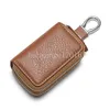本物の革の男性キーウォレット男性カーキーバッグキーホルダーソリッドカラーキーケース大容量オーガナイザー小さな財布