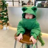 Down Coat Cartoon Frog Girl Długie kurtki zielone chłopiec zima ciepłe zagęszcza dzieci Teen Snowsuit odzież wierzchnia ubrania cosplay 2023