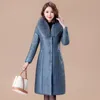 Vrouwen Leer 2023 Winter Hai Vrouwen Imitatie Kleding Mid Lengte Versie Slanke Jas Verdikte Warme Grote Bontkraag Outcoat