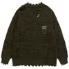 Мужские свитера Hi Street Raked Sweater Мужчины Негабаритный вязаный вязаный пуловер Джампер -свитер Harajuku Hip Hop Streetwear Y2K Sweater 230830