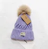 Women Woolen Hat Designer Designerka Czapka Chunky Beanie Kapelusz zimowy dzianin grube ciepłe sztuczne futra pomyszy