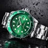 Zegarek klasyczny zielony luksusowy zegarek dla mężczyzn obracający ramkę świetlisty pasek ze stali nierdzewnej zasilane baterią zegarki Kimsdun 230829