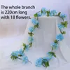 Dekorativa blommor Körsbär Artificiell Vine Fake Plastic Hanging Ivy Faux Home Decor Wedding Wall Decoration Mariage 220cm