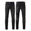 NEUE Herren-Designer-Jeans im Distressed-Stil, schmale Hose, zerrissene Biker-Motorrad-Denim für Herren, modische Luxus-Jeans, Herrenhose, Stickerei, Patchwork, MSKSGFH