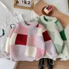 Pullover 2023 Autumn Winter Children Sweaters Kids Knitting Wear Pullovers Long Sleeve Plaid Boys Girls Tops 230830