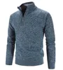 Pulls pour hommes demi-fermeture éclair col montant pull tricoté pull couleur unie col montant décontracté cachemire 230830