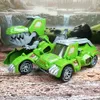 Diecast Model Deform Dinosaur Toys for Boys Girls 2 In 1 Toy Kids Transforming LED CAR With Music 230829