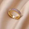 Band Rings Fashion Luxury Zircon Charm Baguette Cubic Zirconia Wedding For Women Gold Color Open Finger Ring Party Jewelry Gift 230830