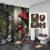 Rideaux de douche Ensemble de rideau de douche en tissu forêt fantastique nuit mystérieuse Jungle pleine lune lac vigne papillon conte de fées ensemble de salle de bain R230830